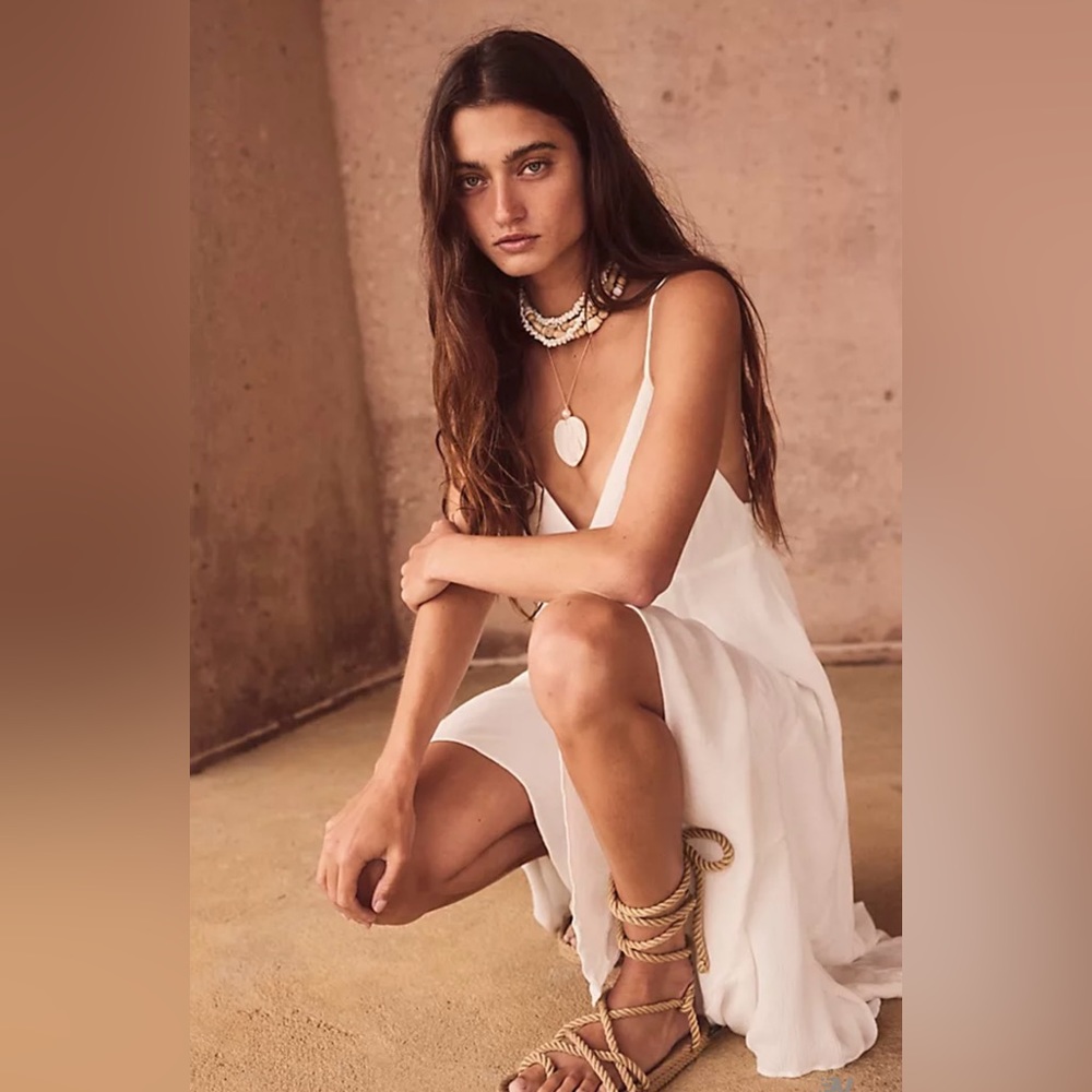 Free People White Asymmetrical Slip Mini Dress - Picture 3 of 4